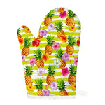 Yellow Striped Pineapple Pattern Print Single Oven Mitt