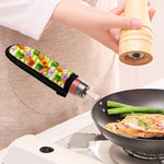 Yellow Striped Pineapple Pattern Print Skillet Handle Cover