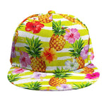 Yellow Striped Pineapple Pattern Print Snapback Cap