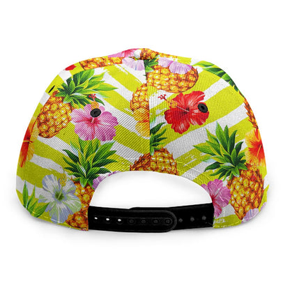 Yellow Striped Pineapple Pattern Print Snapback Cap