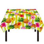 Yellow Striped Pineapple Pattern Print Tablecloth