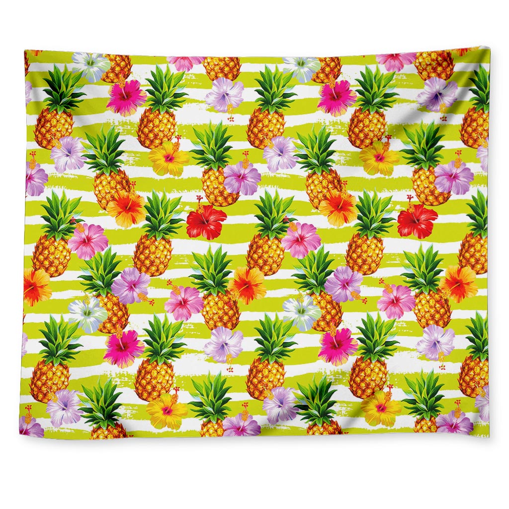 Yellow Striped Pineapple Pattern Print Tapestry