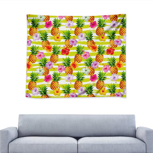 Yellow Striped Pineapple Pattern Print Tapestry