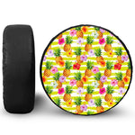 Yellow Striped Pineapple Pattern Print Tire Cover