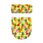 Yellow Striped Pineapple Pattern Print Toilet Lid And Tank Cover Set