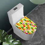 Yellow Striped Pineapple Pattern Print Toilet Lid Cover