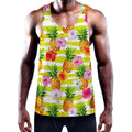 Yellow Striped Pineapple Pattern Print Men's Workout Tank Top