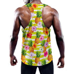 Yellow Striped Pineapple Pattern Print Training Tank Top