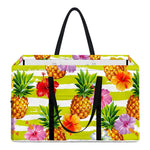 Yellow Striped Pineapple Pattern Print Utility Tote Bag