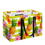 Yellow Striped Pineapple Pattern Print Utility Tote Bag