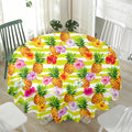 Yellow Striped Pineapple Pattern Print Waterproof Round Tablecloth