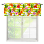Yellow Striped Pineapple Pattern Print Window Valance