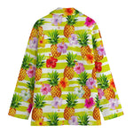 Yellow Striped Pineapple Pattern Print Women's Blazer