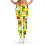 Yellow Striped Pineapple Pattern Print Women's Leggings