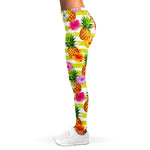 Yellow Striped Pineapple Pattern Print Women's Leggings