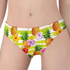 Yellow Striped Pineapple Pattern Print Women's Panties