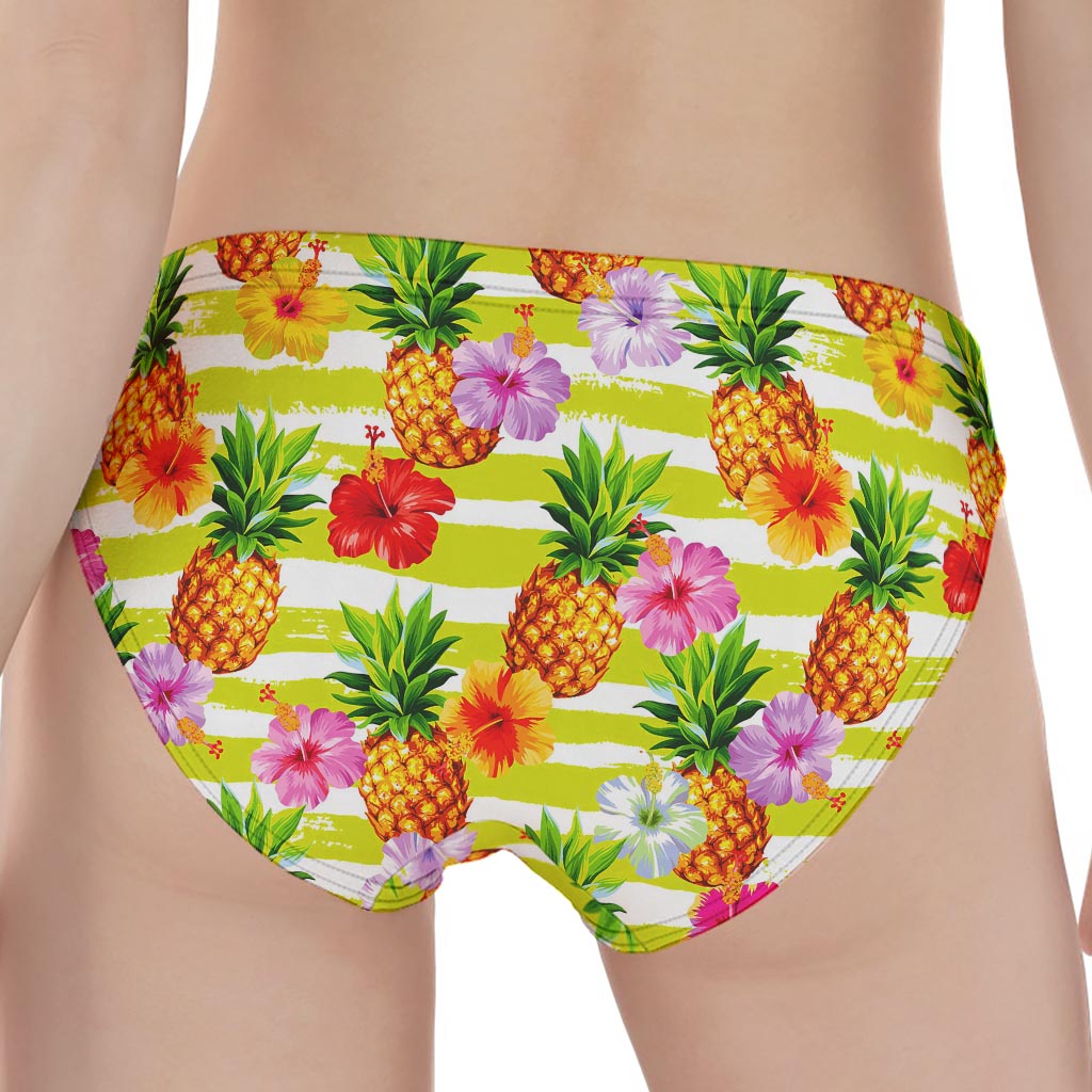 Yellow Striped Pineapple Pattern Print Women's Panties