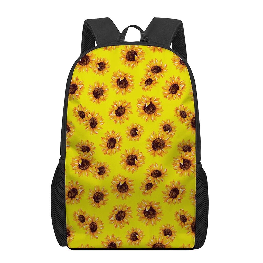 Yellow Sunflower Pattern Print 17 Inch Backpack
