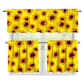 Yellow Sunflower Pattern Print 3 Piece Kitchen Curtains