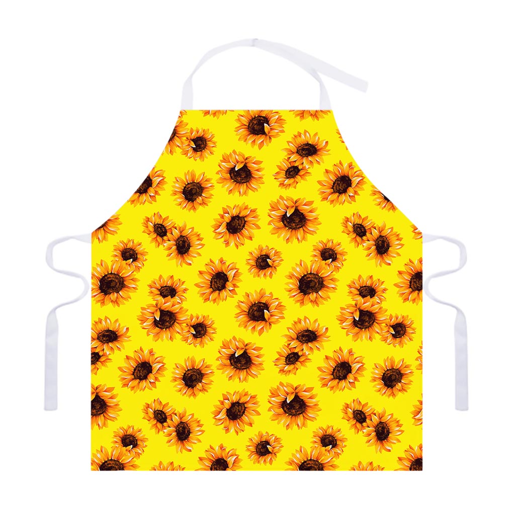 Yellow Sunflower Pattern Print Adjustable Apron