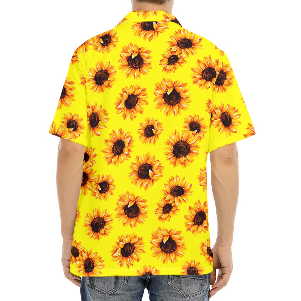 Yellow Sunflower Pattern Print Aloha Shirt