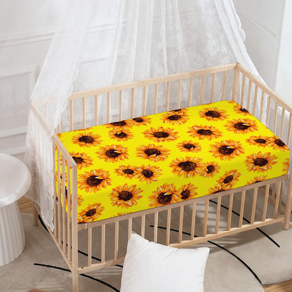 Yellow Sunflower Pattern Print Baby Crib Sheet