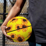 Yellow Sunflower Pattern Print Basketball