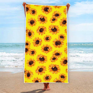 Yellow Sunflower Pattern Print Beach Towel