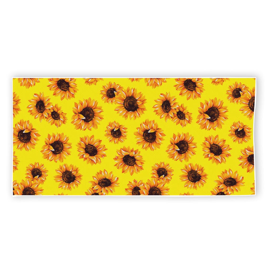 Yellow Sunflower Pattern Print Beach Towel