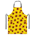 Yellow Sunflower Pattern Print Bib Apron With Pocket