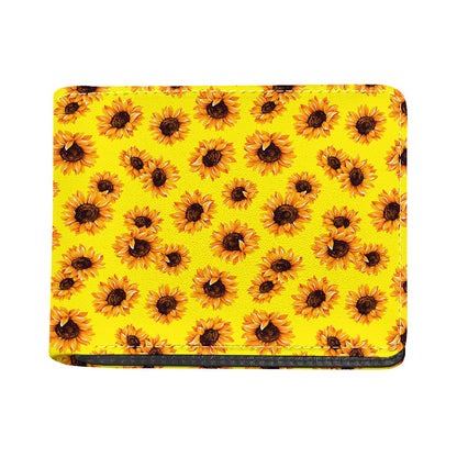 Yellow Sunflower Pattern Print Bifold Wallet