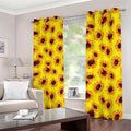 Yellow Sunflower Pattern Print Dimout Grommet Curtains