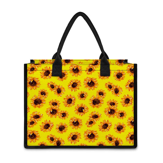 Yellow Sunflower Pattern Print Canvas Tote Bag