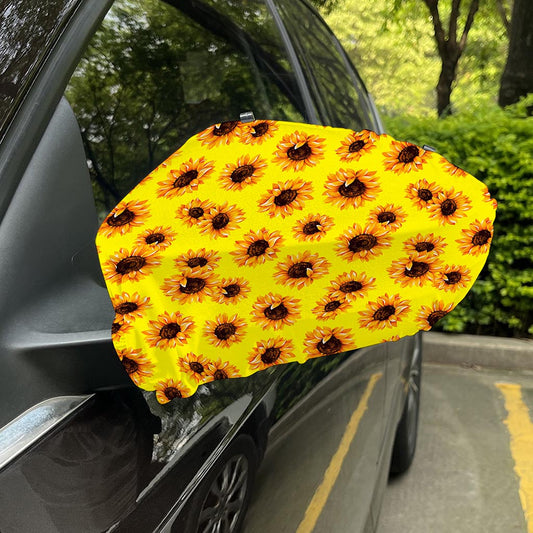 Yellow Sunflower Pattern Print Car Side Mirror Covers