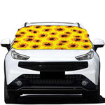 Yellow Sunflower Pattern Print Car Windshield Snow Cover