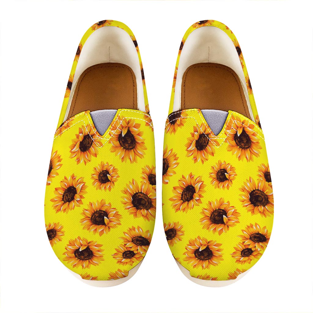 Yellow Sunflower Pattern Print Casual Shoes