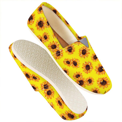 Yellow Sunflower Pattern Print Casual Shoes