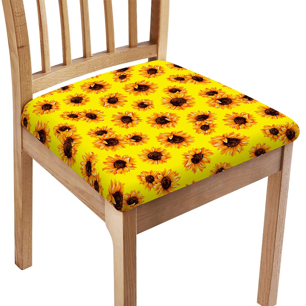 Yellow Sunflower Pattern Print Chair Cushion Cover