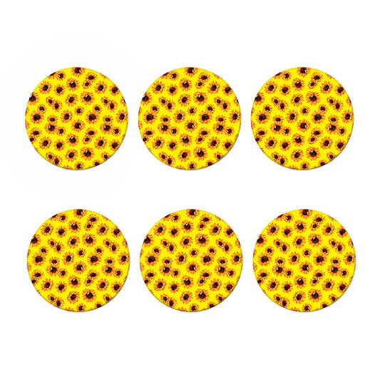 Yellow Sunflower Pattern Print Coaster Set