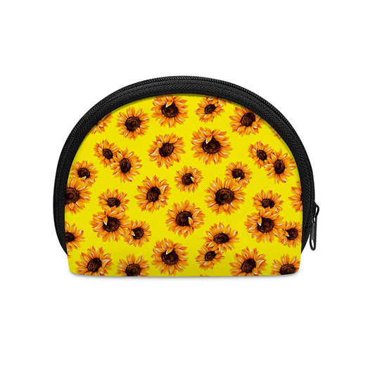 Yellow Sunflower Pattern Print Coin Purse