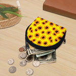 Yellow Sunflower Pattern Print Coin Purse