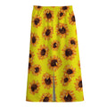 Yellow Sunflower Pattern Print Cotton Front Slit Maxi Skirt