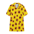 Yellow Sunflower Pattern Print Cotton Hawaiian Shirt