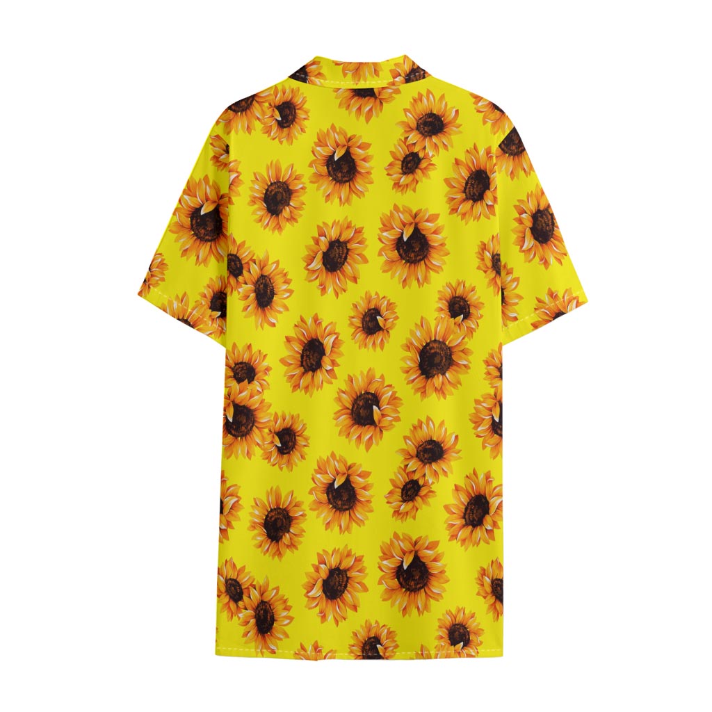 Yellow Sunflower Pattern Print Cotton Hawaiian Shirt
