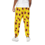 Yellow Sunflower Pattern Print Cotton Pants