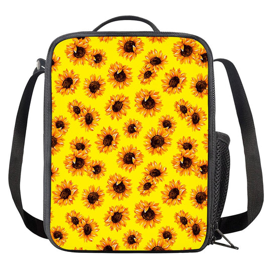 Yellow Sunflower Pattern Print Crossbody Lunch Bag