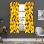 Yellow Sunflower Pattern Print Curtain