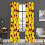 Yellow Sunflower Pattern Print Curtain