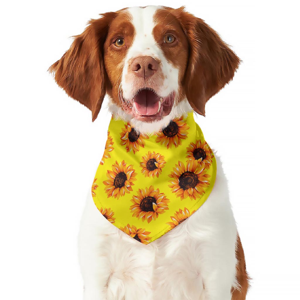 Yellow Sunflower Pattern Print Dog Bandana
