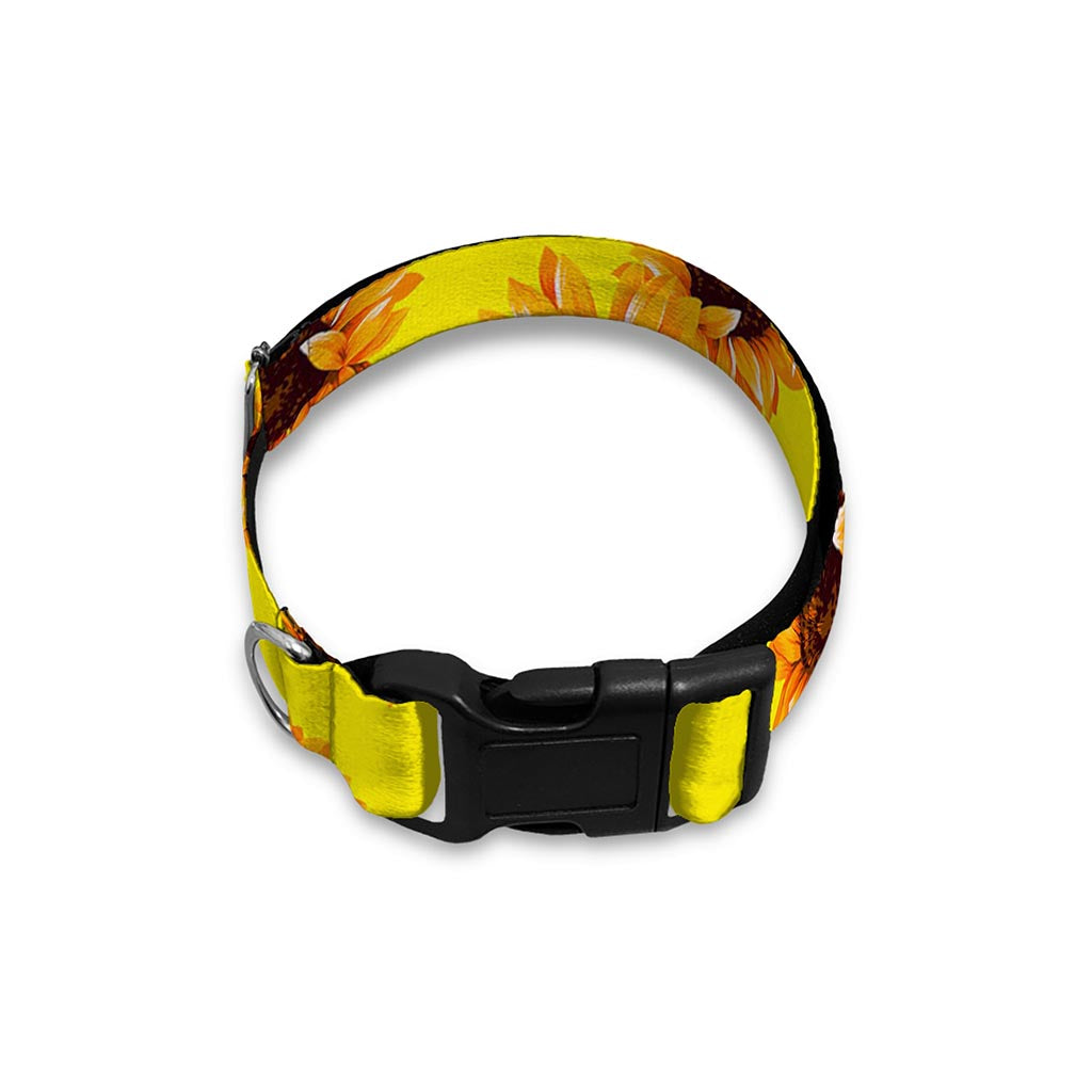 Yellow Sunflower Pattern Print Dog Collar